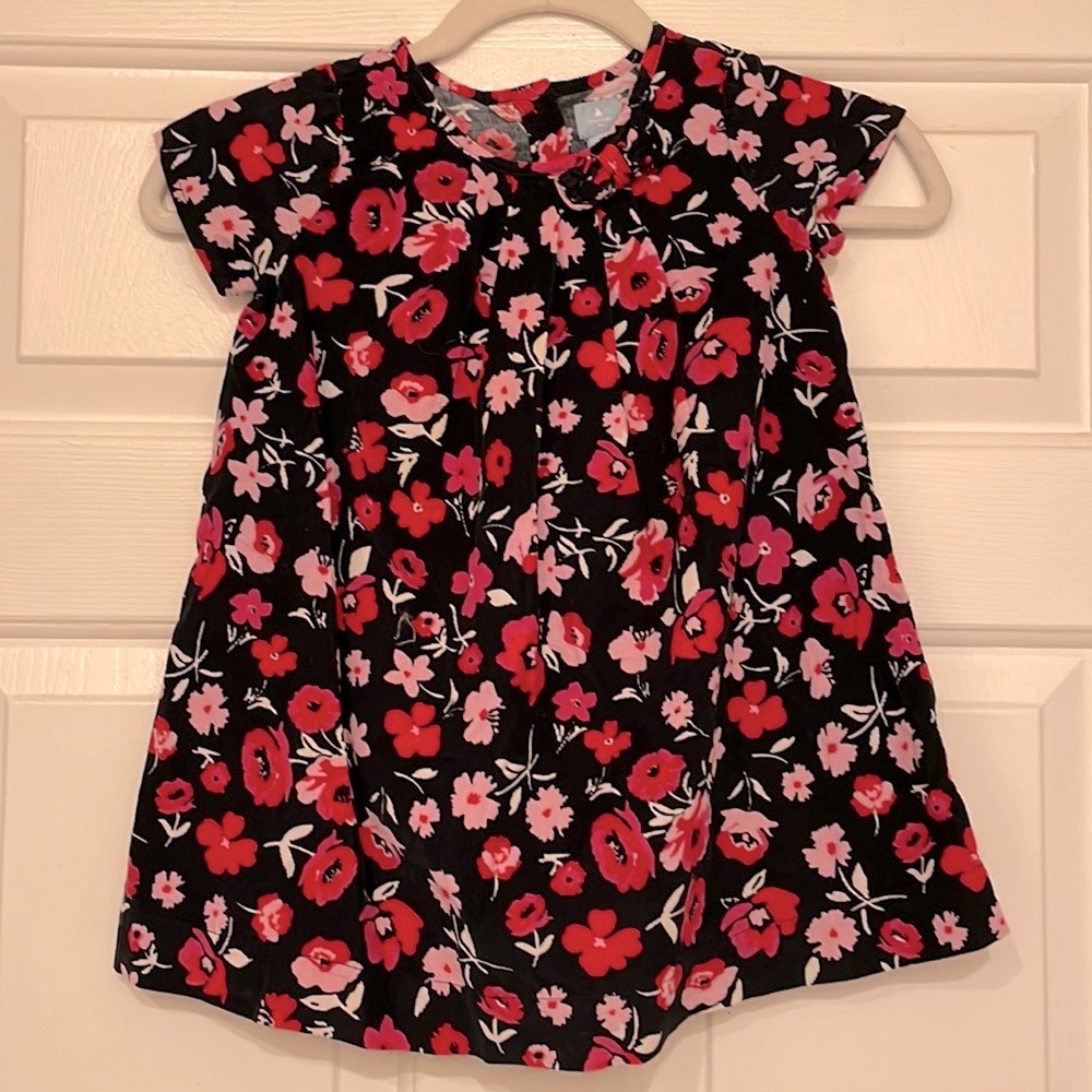 Gap Baby(3yrs) Black and Pink Poppy Corduroy Short Sleeve Dress - Size 3T - Picture 2 of 12